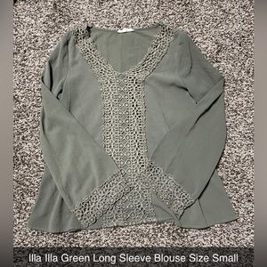 Illa Illa Long Sleeve Army Green Blouse